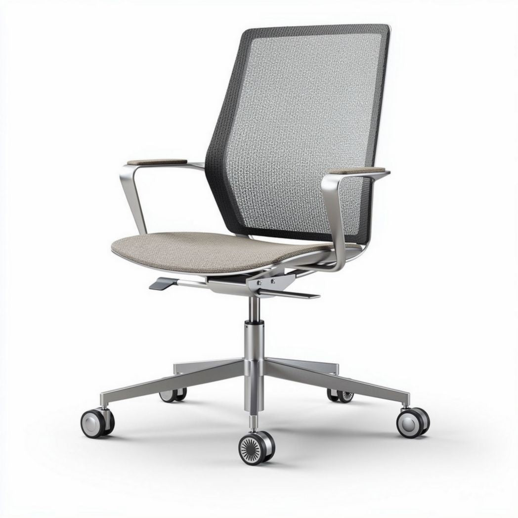 Mesh office chair with adjustable height and ergonomic design in gray