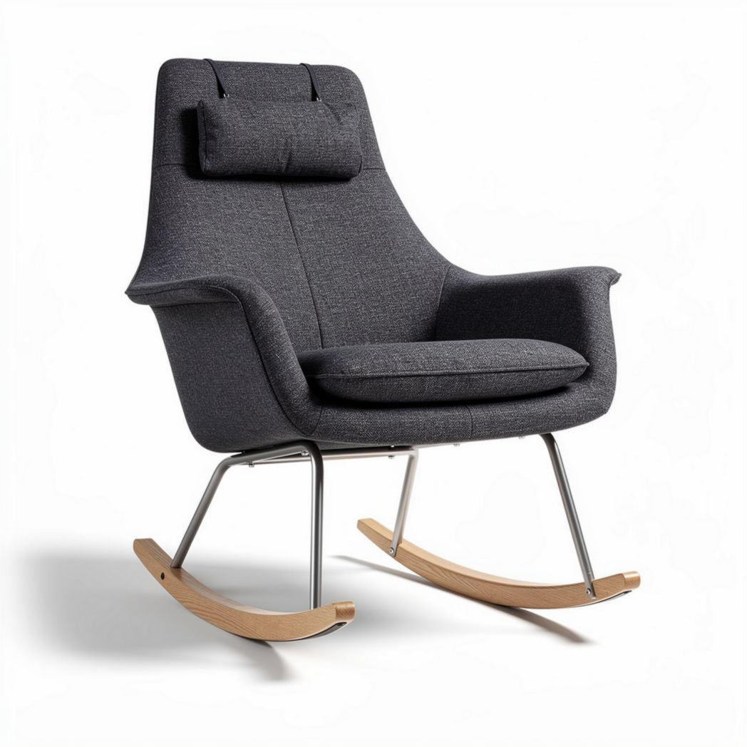 Rocking chair with ergonomic design and fabric upholstery dimensions 80 x 70 x 100cm
