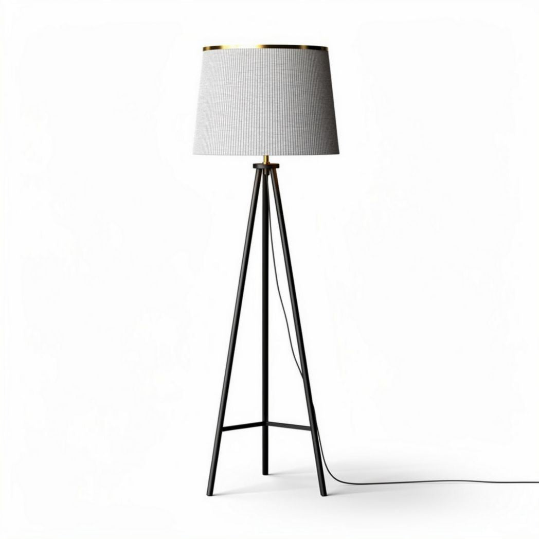 Tripod floor lamp with fabric shade and metal base 30 x 30 x 160cm