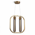 Three-light pendant light with glass shades and metal frame in black 30 x 30 x 30cm