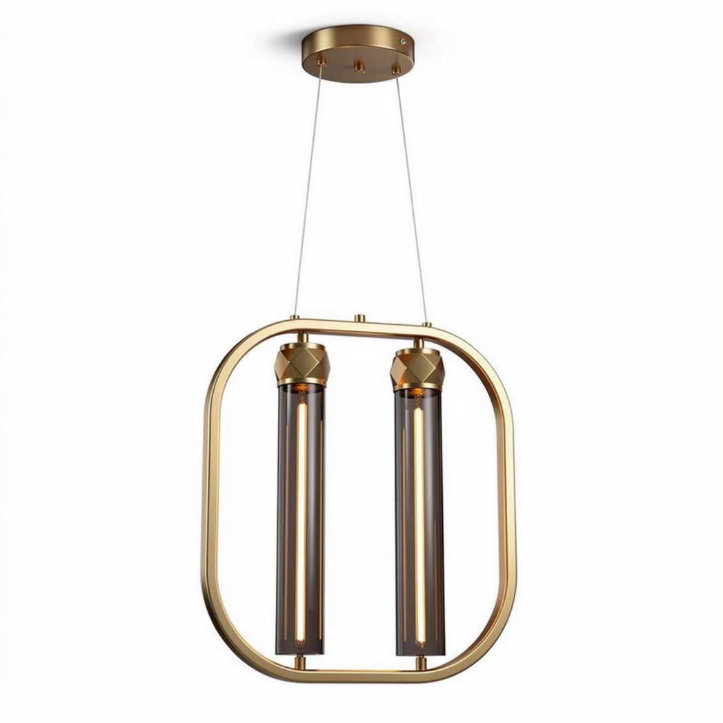 Three-light pendant light with glass shades and metal frame in black 30 x 30 x 30cm