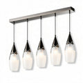 Five light modern pendant chandelier with glass shades and metal finish 60 x 15 x 25cm